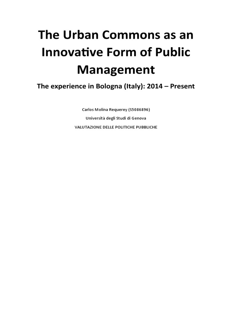 Urban Commons Governance in Bologna | PDF | Governance | Innovation