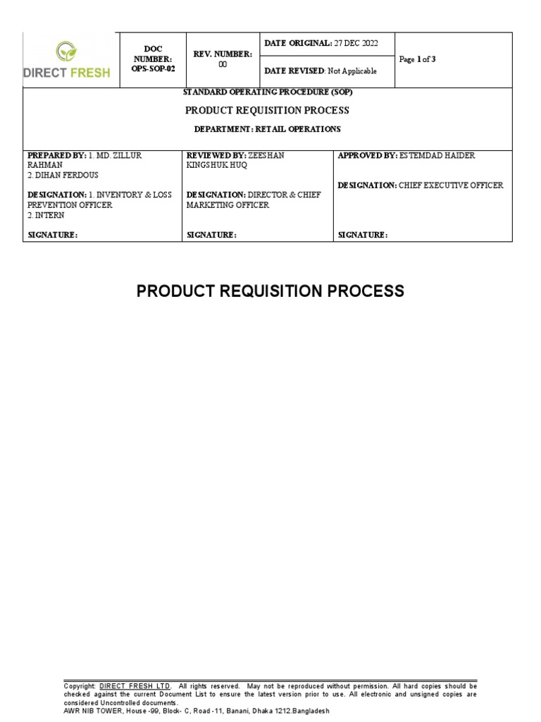 Product Requisition Process Retail | PDF | Warehouse | Service Industries