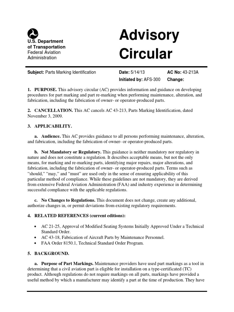 Guidance on Part Marking Procedures | PDF | Federal Aviation Administration