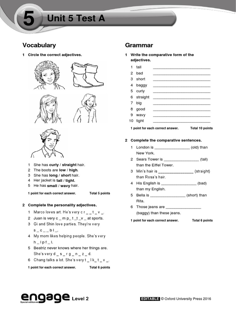 Unit 2 Klasa 5 Test Engage 2 Unit 5 Test A | PDF | Linguistics