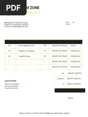 Free Gym Invoice Template US