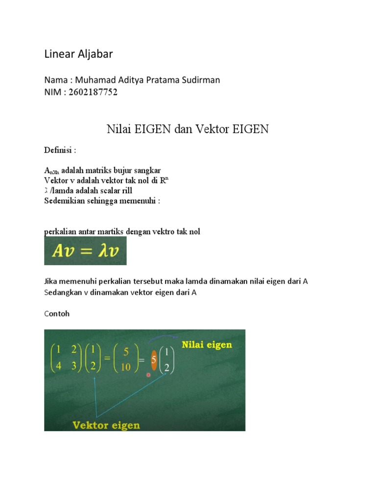 Nilai dan Vektor Eigen dalam Aljabar | PDF