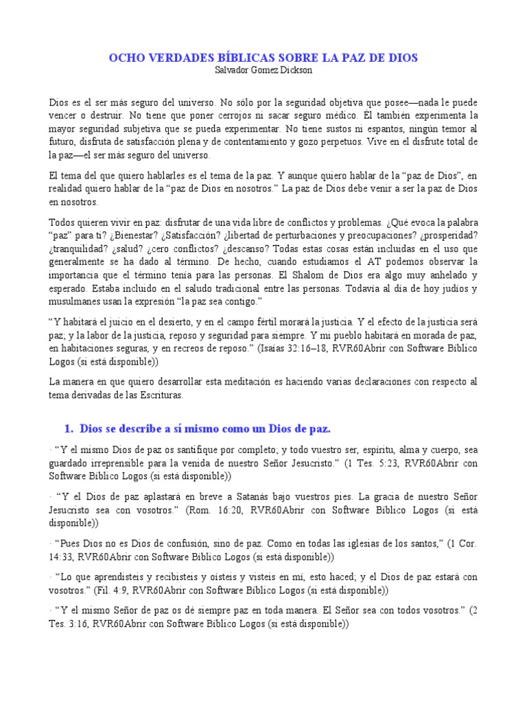 Ocho Verdades sobre la Paz de Dios | PDF | Cristo (título) | Paz