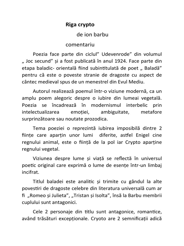 Riga Crypto Comentariu | PDF