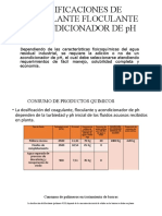 Dosificaciones de Coagulante Floculante y Acondicionador de PH
