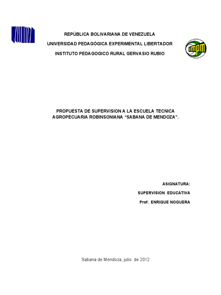 Propuesta de Supervision A La Esc. Tec - Agrop. Rob. 