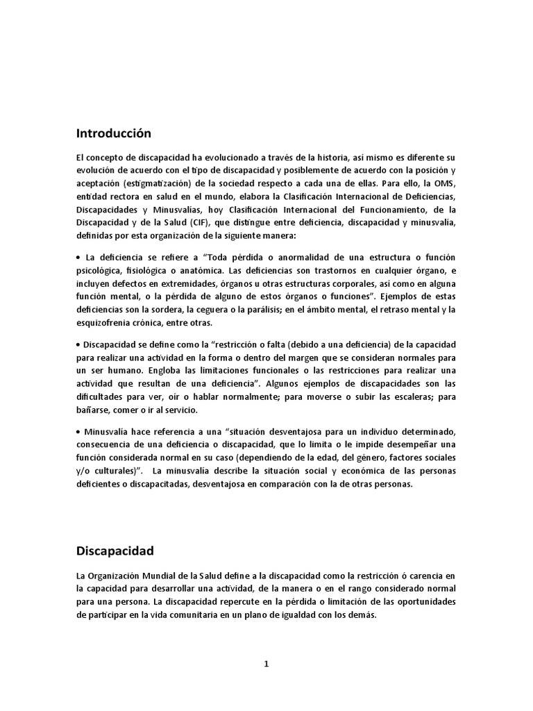 Evolución y Tipos de Discapacidad | PDF | Invalidez | Enfermería