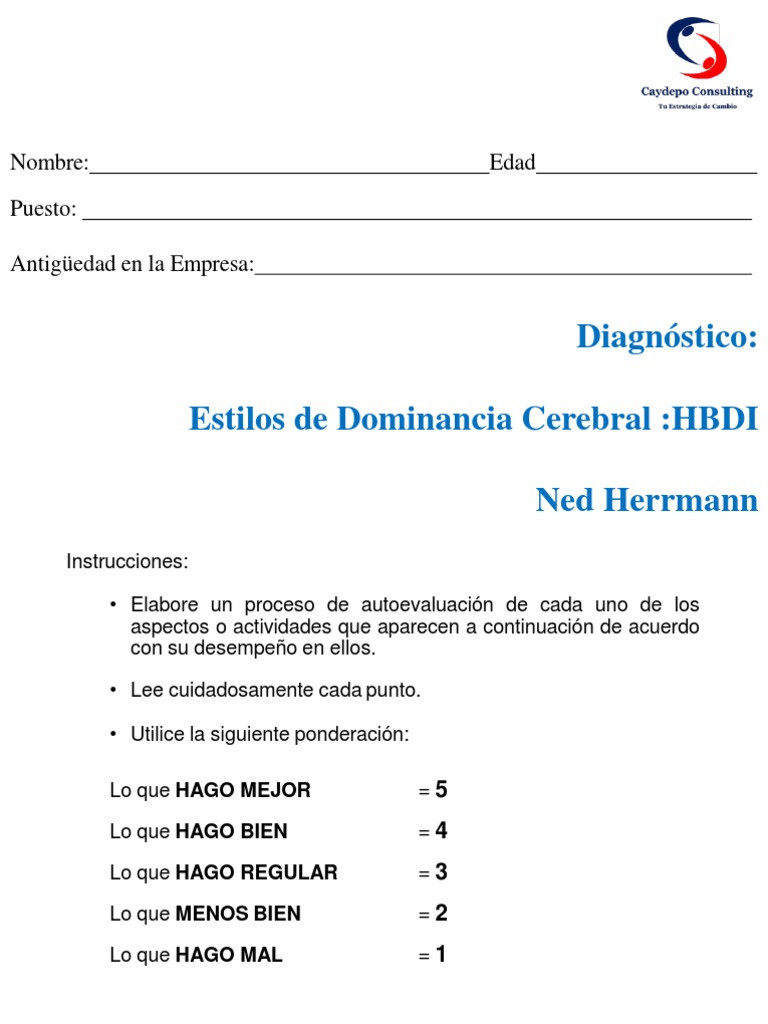 Test Dominancia Cerebral | PDF | Cognición | Ciencia cognitiva