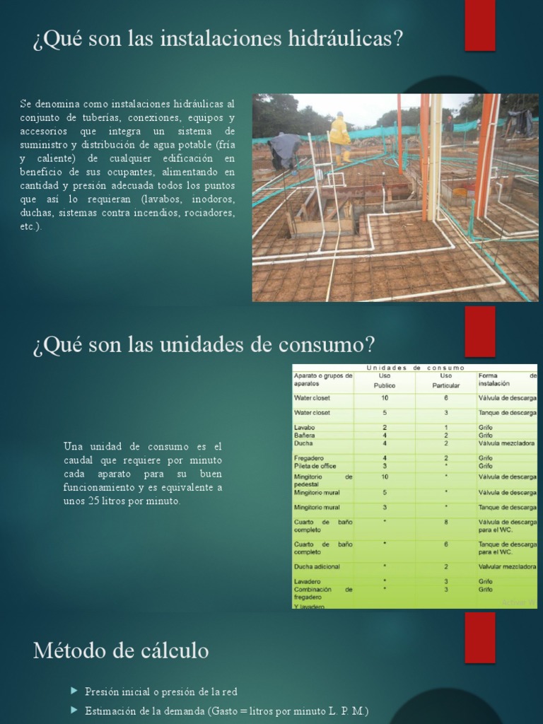 Instalaciones Hidráulicas y Unidades de Consumo | PDF | Volumen ...