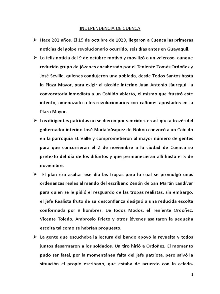 Independencia de Cuenca PDF