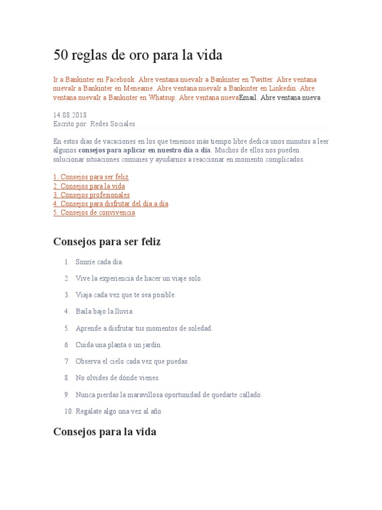 50 reglas de oro para una vida feliz y plena: Consejos prácticos para ...