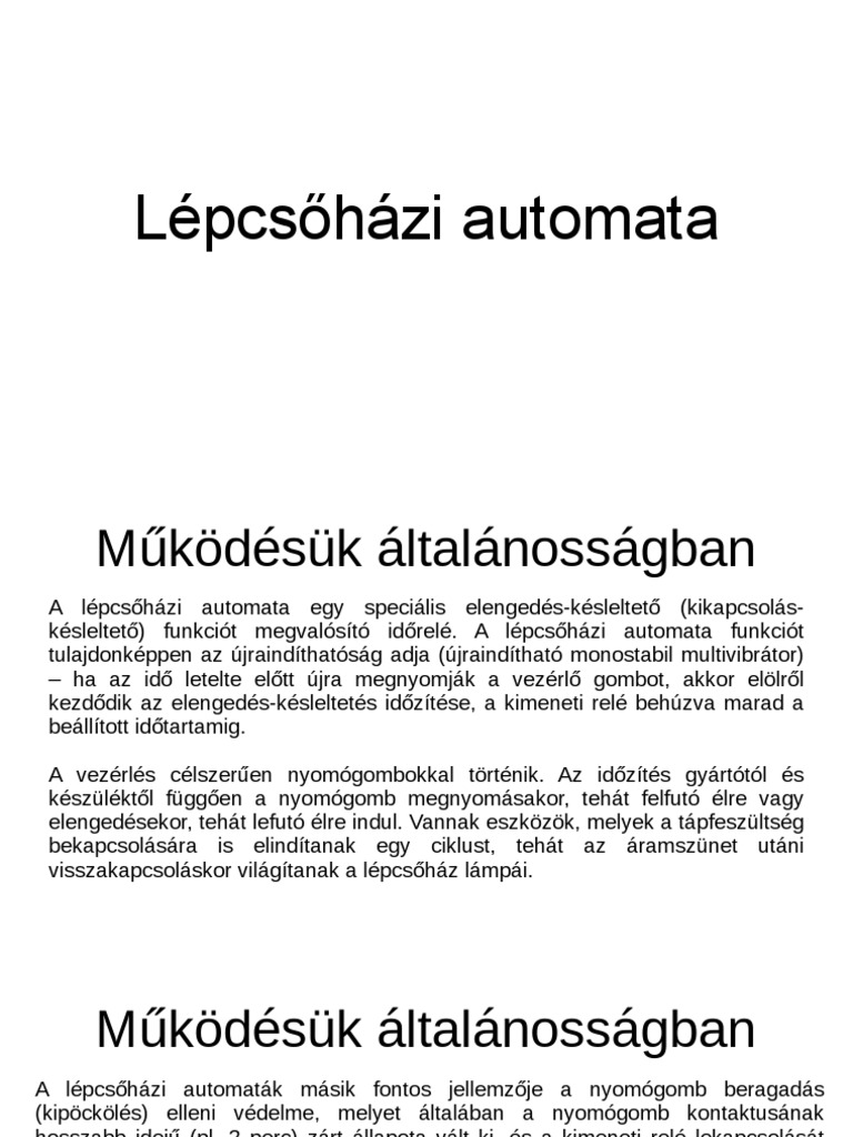 Lépcsőházi Automata | PDF