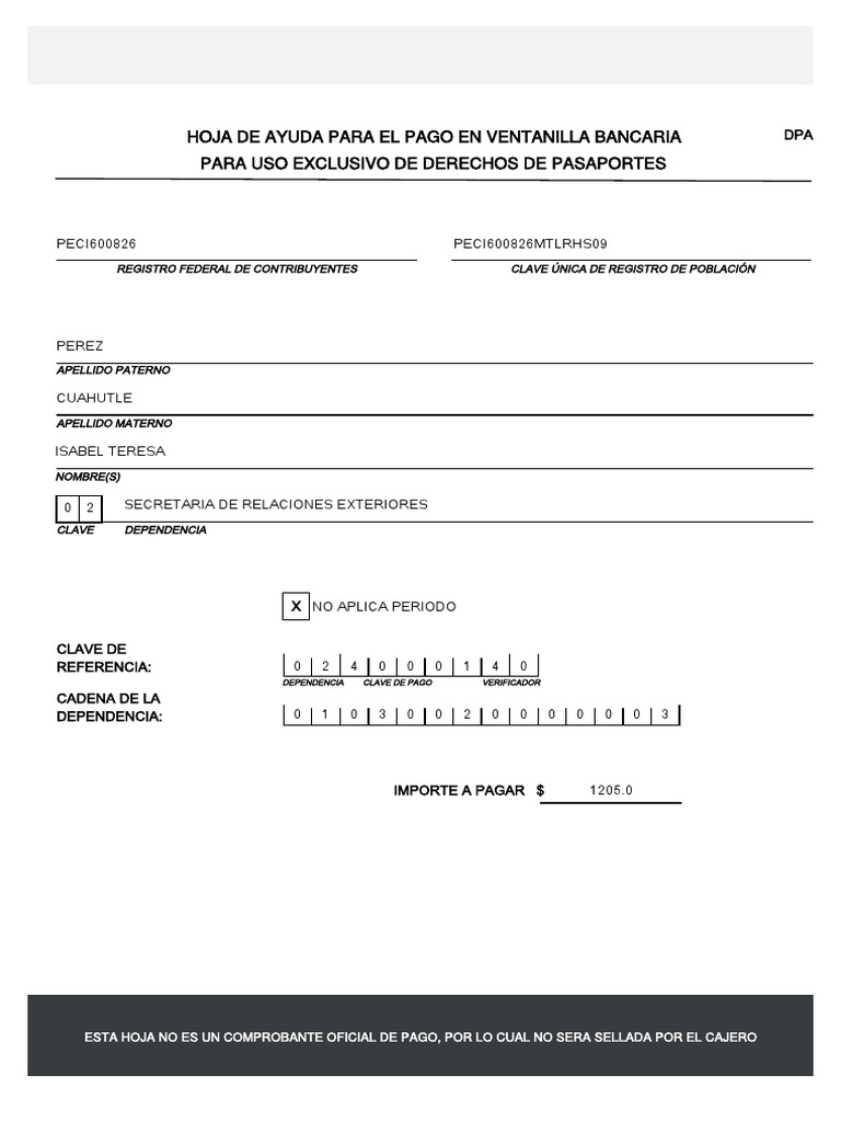 Hoja de ayuda para pago en ventanilla | PDF