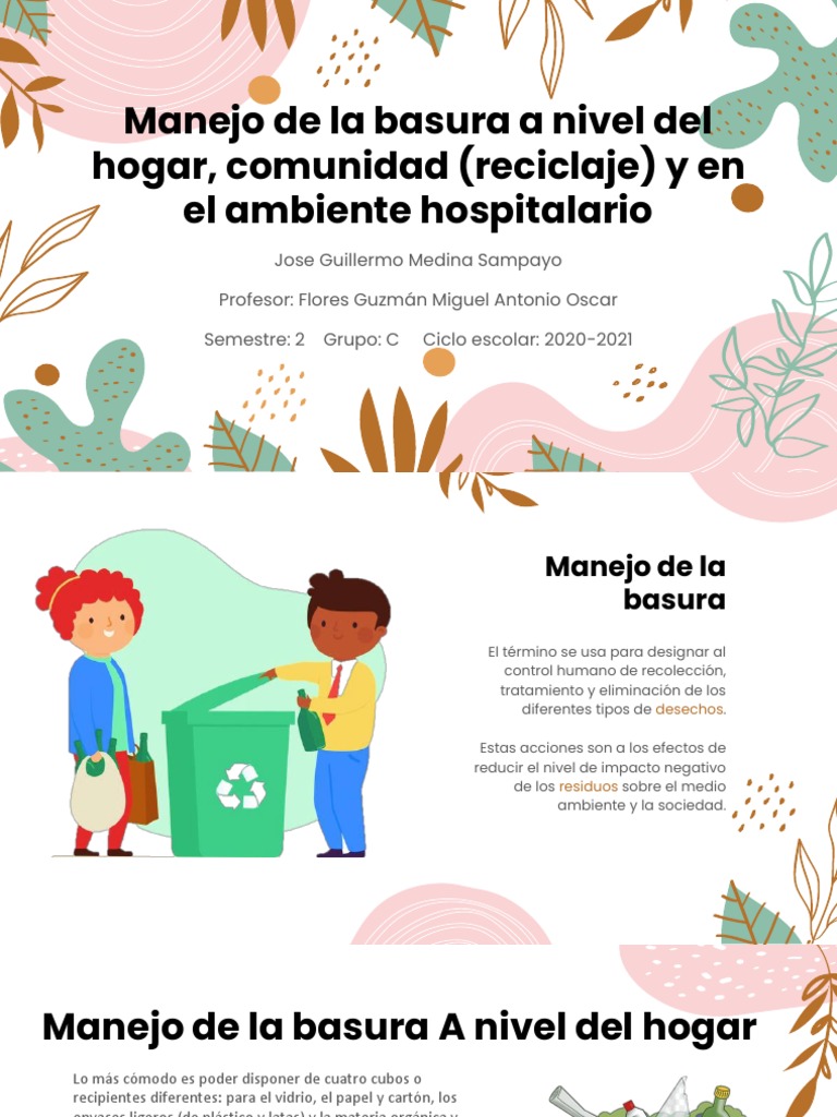 Manejo de La Basura A Nivel Del Hogar, Comunidad (Reciclaje) y en El ...