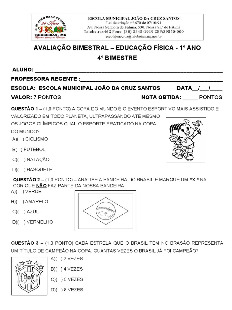 Avaliação 1º Ano - 4º Bimestre | PDF