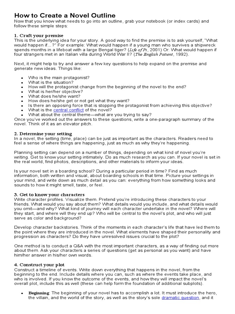 How To Create A Novel Outline | PDF | Plot (Narrative)