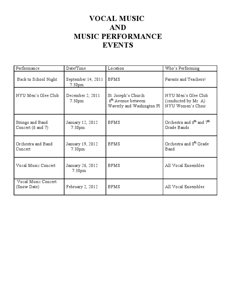 School and Community Music Events | PDF | Language Arts & Discipline ...