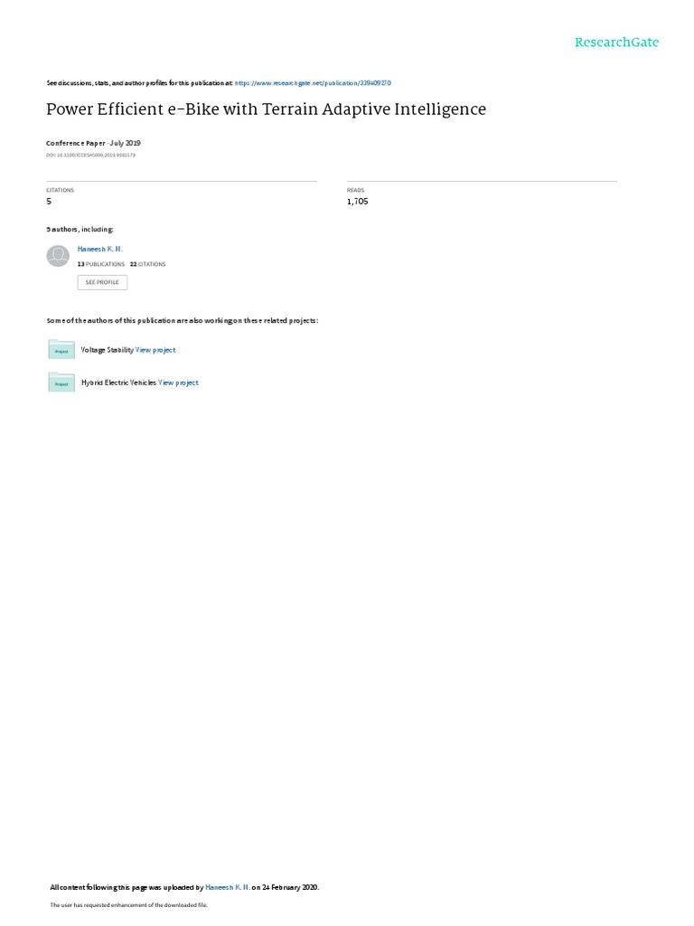 PowerEfficiente BikewithTerrainAdaptiveIntelligence PDF Electric Motor Sensor