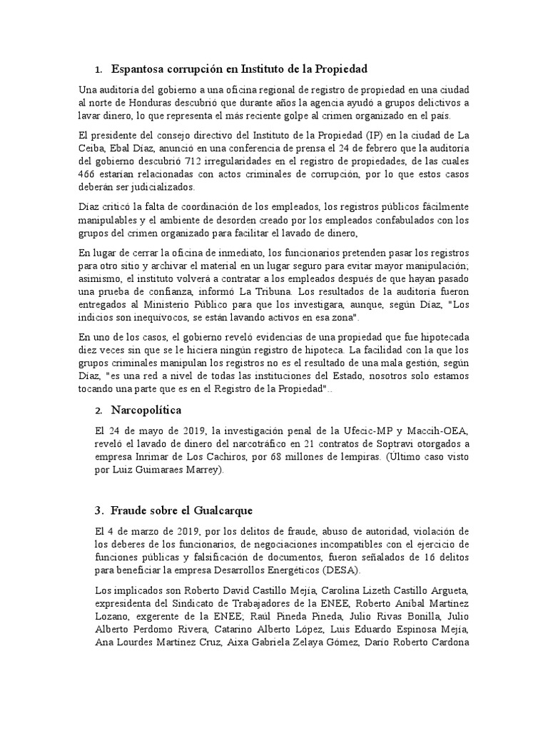 Casos De Corrupcion Pdf Corrupción Política Gobierno
