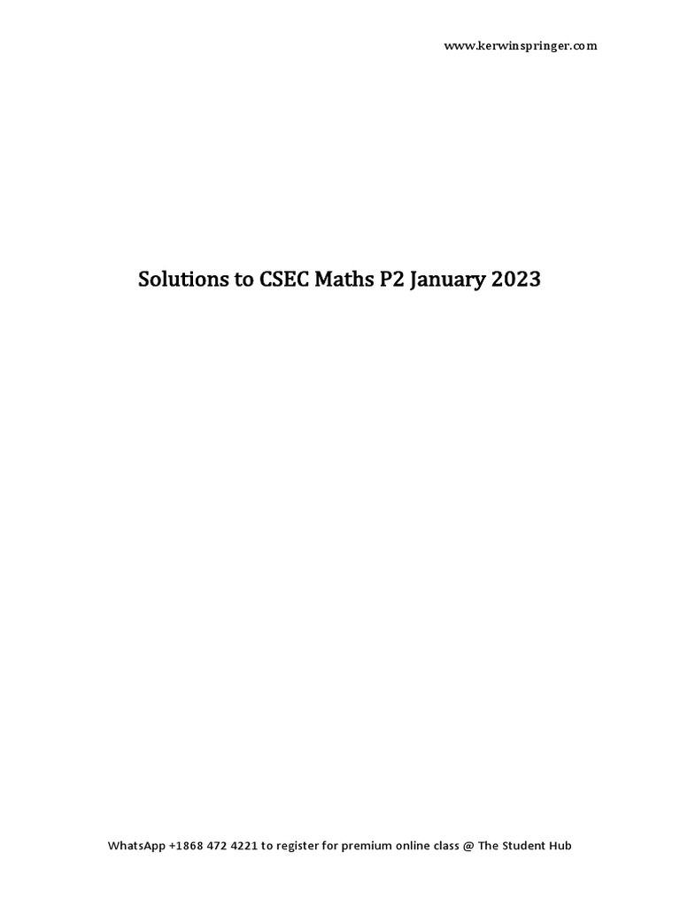 Jan 2023 csec maths p2 solutions pdf matrix mathematics circle