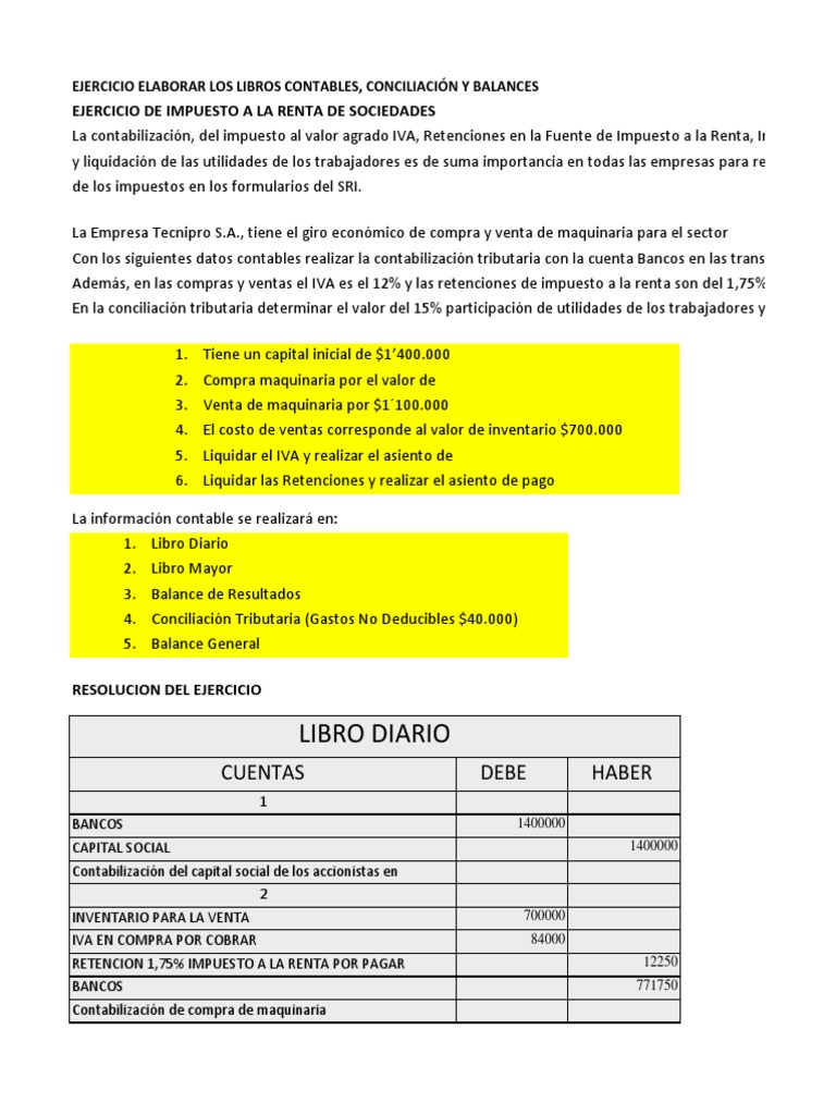 Ejercicio de Impuesto a la Renta | PDF | Contabilidad | Impuestos