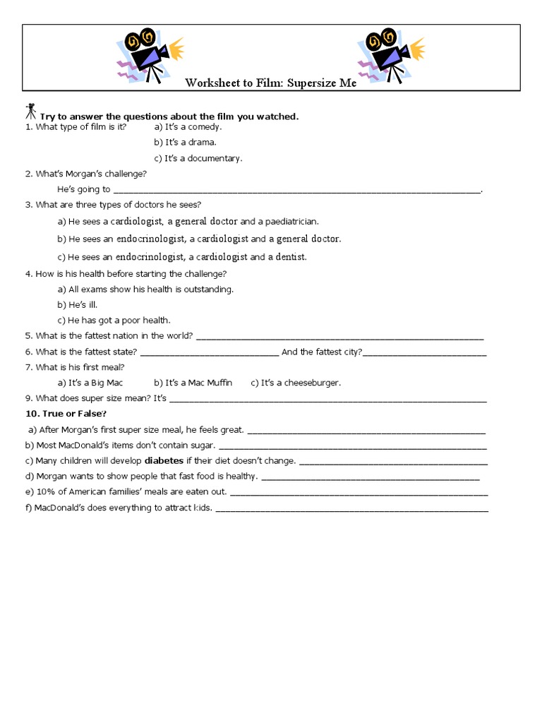 Supersize Me Worksheet Listening For Advice PDF