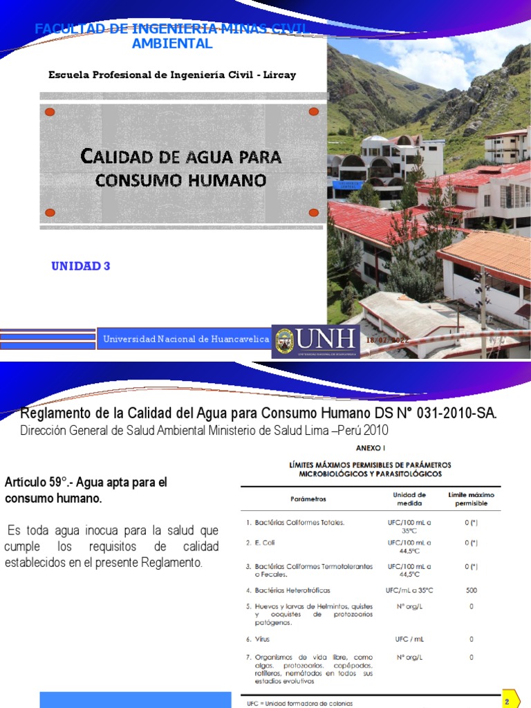 Calidad del Agua para Consumo Humano | PDF | Agua | Química