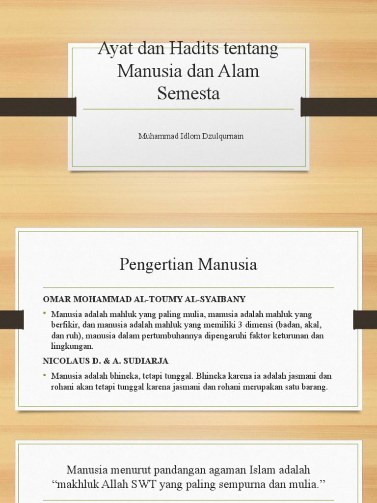 Ayat dan Hadits tentang Manusia dan Alam | PDF