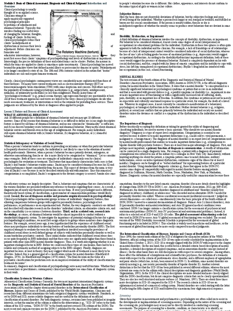 Clinical Assessment in Psychology Basics | PDF | Mental Disorder ...