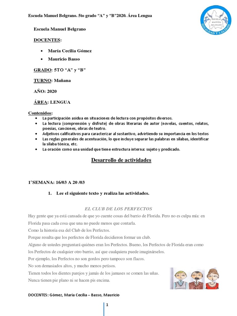 Actividades de Lengua 5to Grado 2020 | PDF | Lingüística | Sintaxis