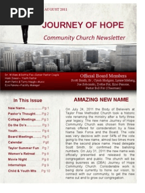 August Church Newsletter 2011