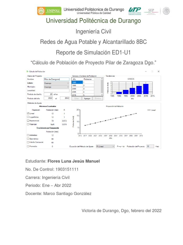 Ejemplo - Simulación Proyección de Población | PDF | Alcantarillado ...