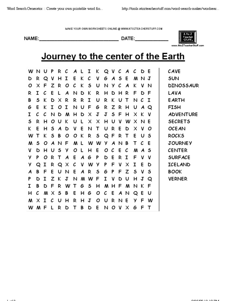 Worksheets Journey To The Center Of The Earth Worksheet journey to the center of earth word search