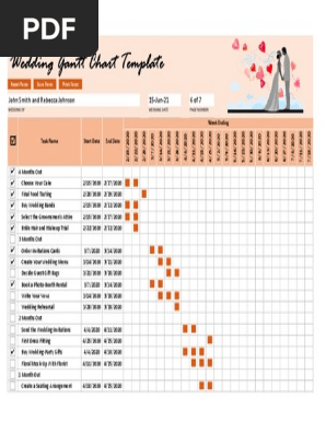 Wedding Gantt Chart Template - TemplateLab