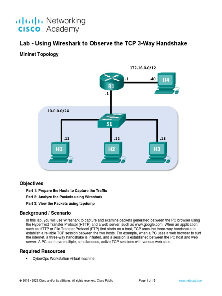 9.2.6 Lab - Using Wireshark To Observe The TCP 3-Way Handshake | PDF ...