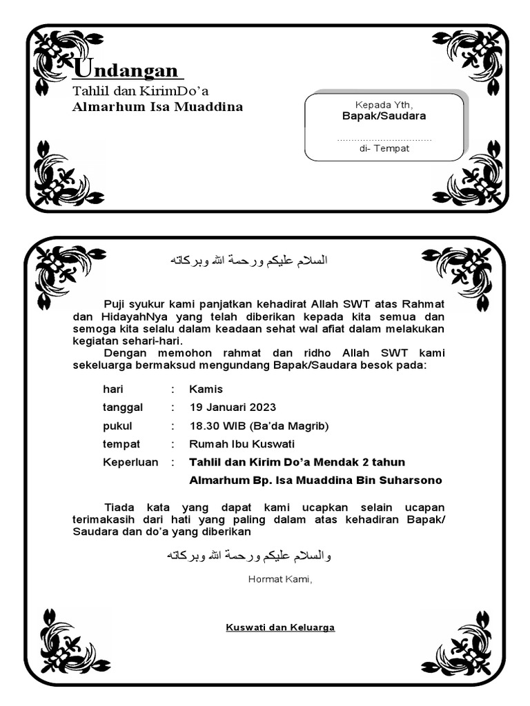 Undangan Mendak 2 | PDF