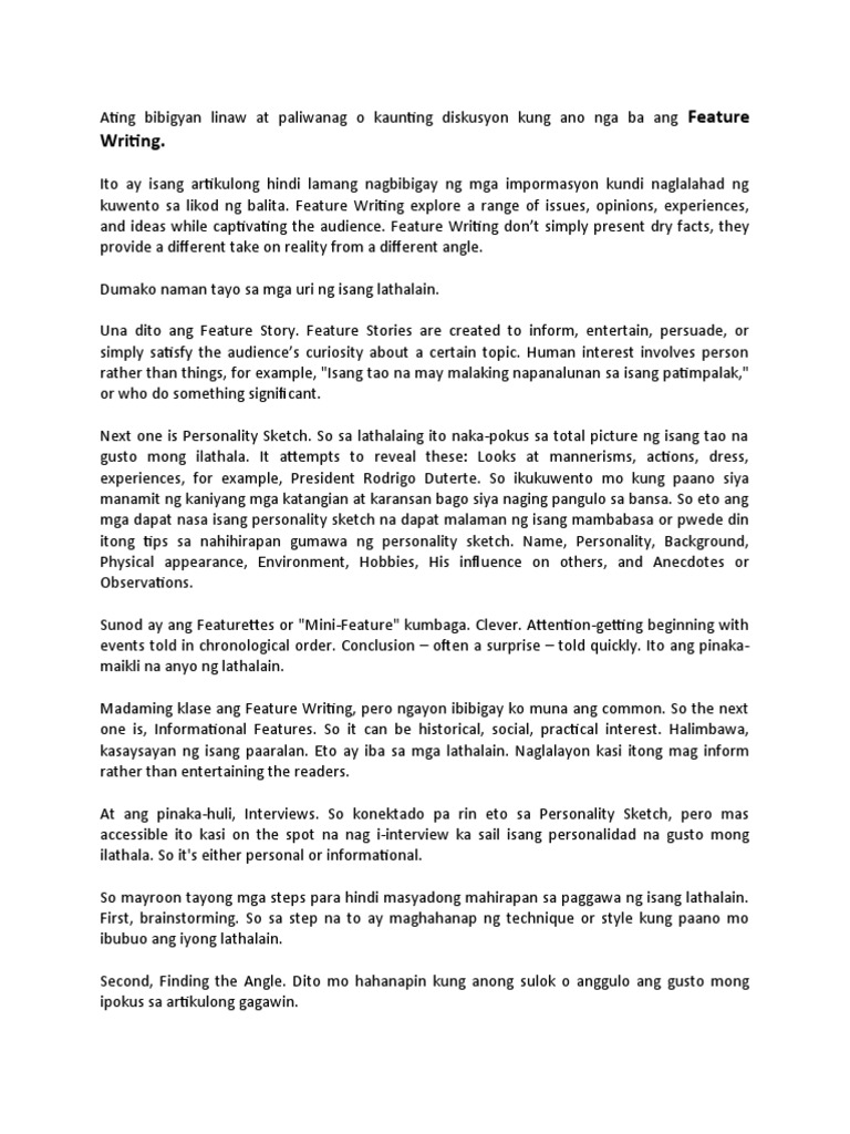 Feature Filipino | PDF