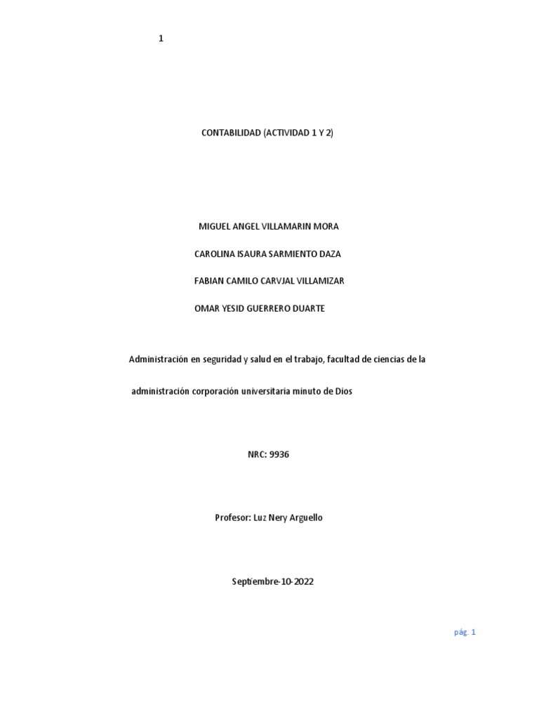 Actividad 1 Y 2 Contabilidad Pdf Sociedad Contabilidad