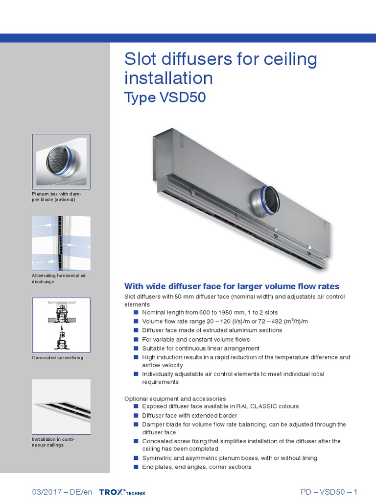 Trox - Slot Diffucer - VSD 50 | PDF | Duct (Flow) | Applied And ...