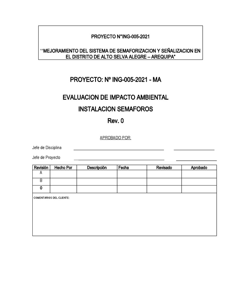 Evaluacion de Impacto Ambiental Semaforos | PDF | Residuos | Contaminación