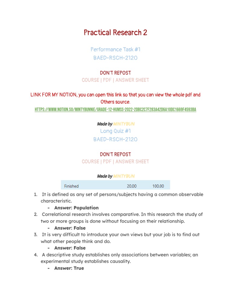 Practical Research 2: Performance Task Guide | PDF | Career & Growth ...
