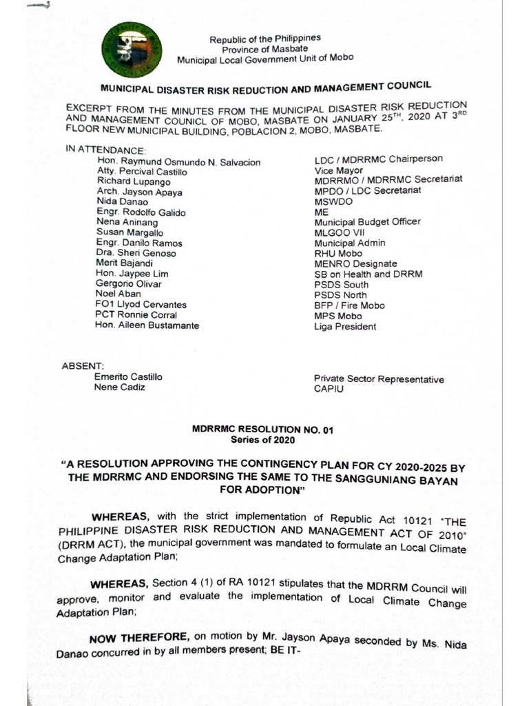 MDRRMC Resolution | PDF image.
