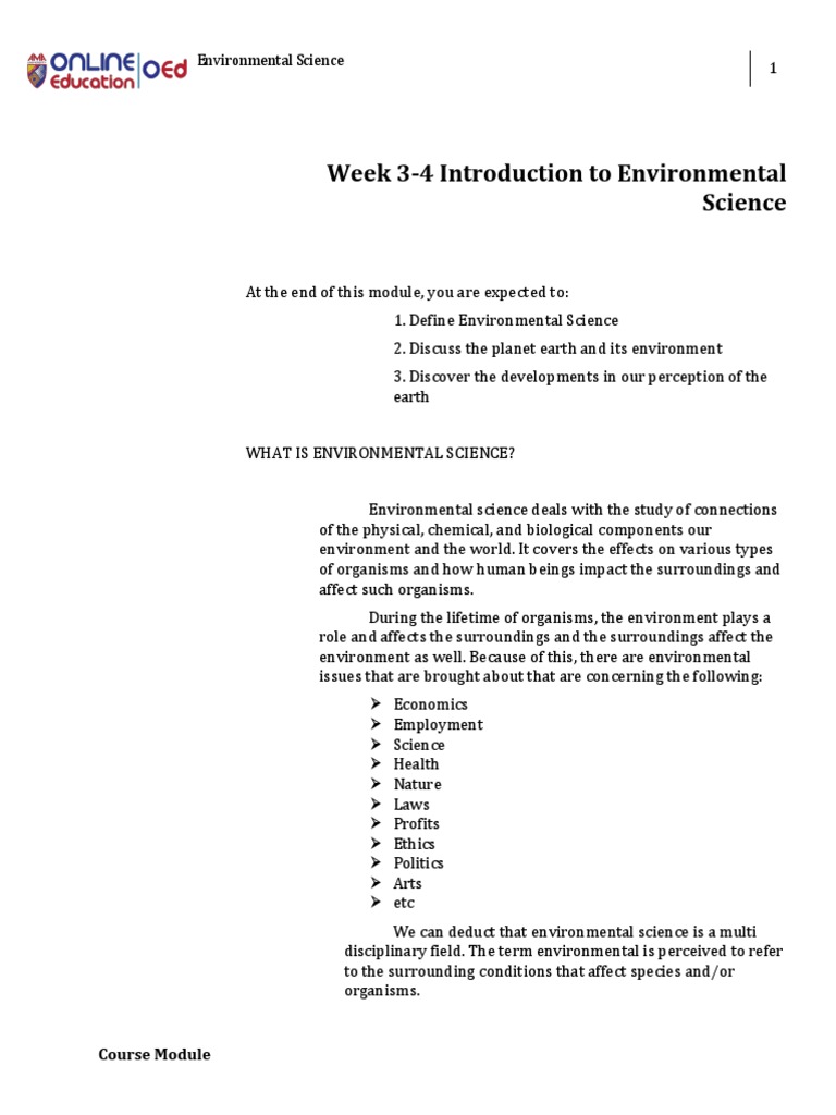 Introduction to Environmental Science | PDF | Environmentalism ...