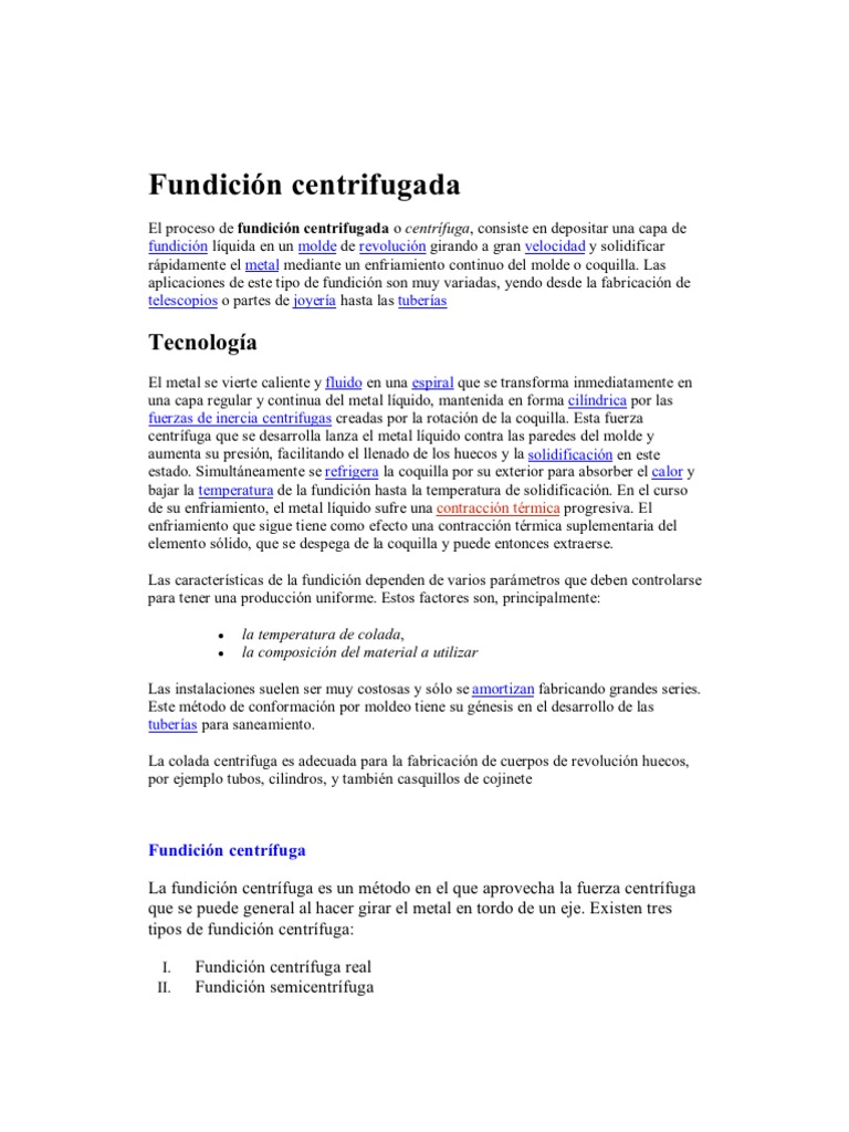 Colado Centrífugo PDF Física Aplicada e Interdisciplinaria Química