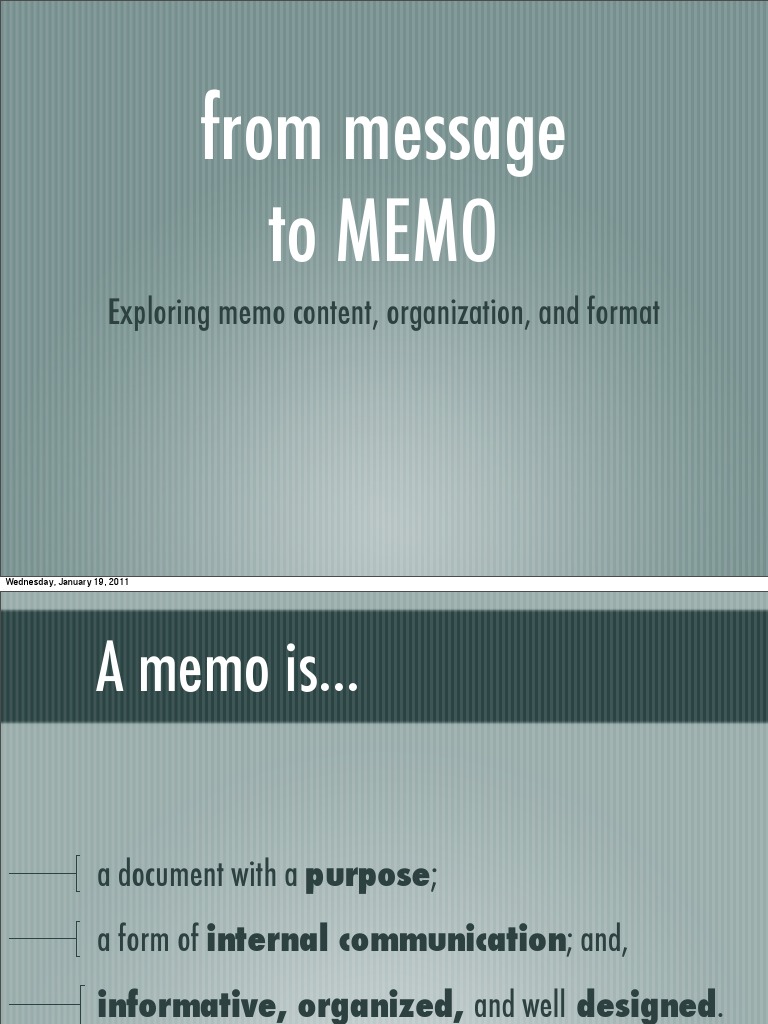 Memo Format and Internal Communication Guide | PDF | Charitable ...