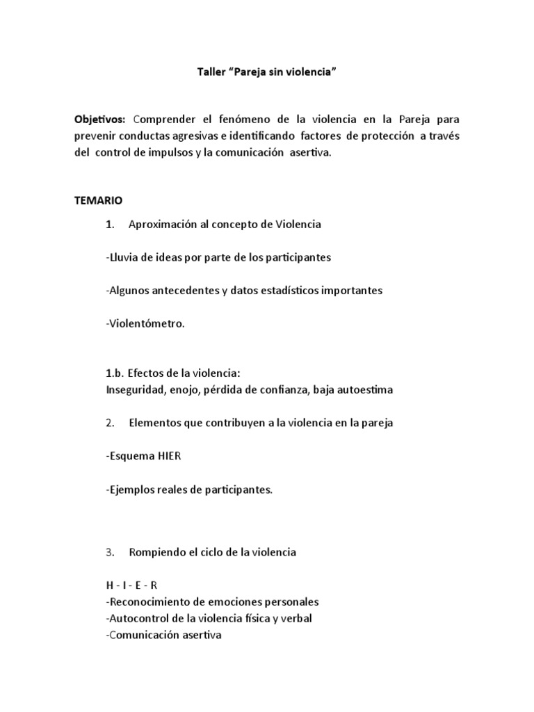 Taller Violencia Pdf Violencia Conceptos Psicologicos
