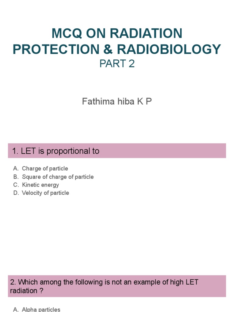 MCQ On Radiation Protection and Radiobiology Part 2 PDF