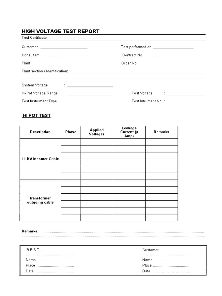 High Voltage Test of MV Cable PDF