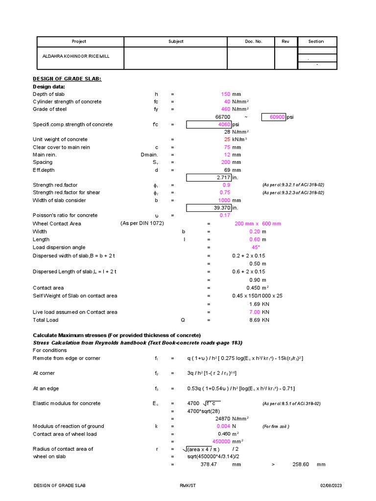 Grade Slab Design for Rice Mill | PDF | Science & Mathematics