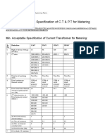 Minimum Acceptable Specification of C.T & P.T For Metering - Electrical Notes & Articles